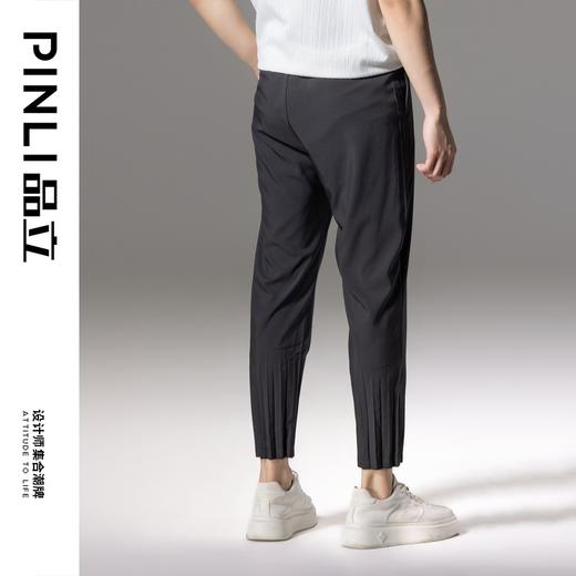 PINLI品立2024夏季新款男装压褶休闲小脚裤薄款九分裤潮牌束脚裤B242117159 商品图2