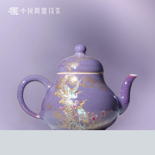 问鼎钧瓷梨韵壶（描金松鹤） 商品图0