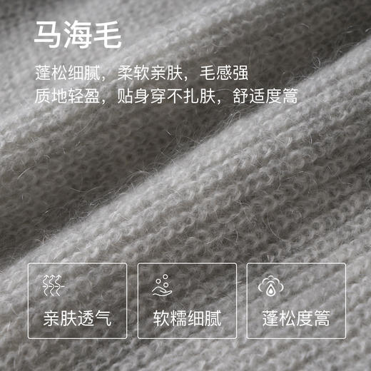 OLrain欧芮儿法式灰色短袖针织衫女早秋2024新款马海毛灯笼袖上衣 商品图3