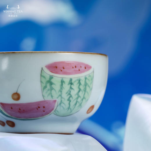 问鼎汝瓷鼎峰系列月白老款紫金釉听泉杯（西瓜） 商品图5