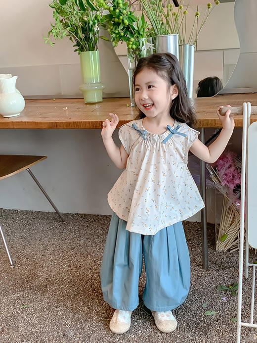 【YW】无忧购儿童韩系温柔小清新碎花小衫+休闲裤套装X9079（截单后7天发货)25年清仓捡漏 商品图4