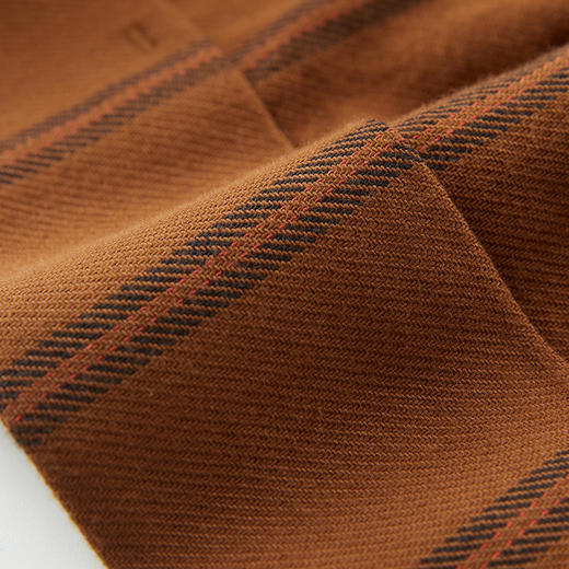 谜底棕色条纹短裤女2024秋新品通勤风百搭直筒棉麻裤子243MK1209 商品图3