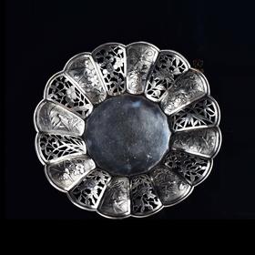 【梅兰竹菊】镂空老银盘YS2407009