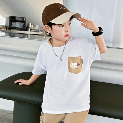 男童短袖t恤夏季2024新款儿童上衣帅气时髦男大童装半袖体恤夏款 商品图0