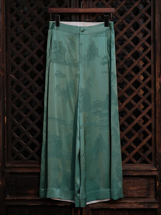 STJINGx凯喜雅x故宫|千里江山玥升阔腿裤-铜青(不退不换) 商品图0