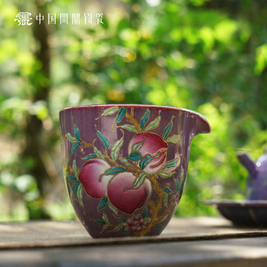问鼎钧瓷雍雅公杯（描金五桃）折口杯（描金寿桃） 商品图2