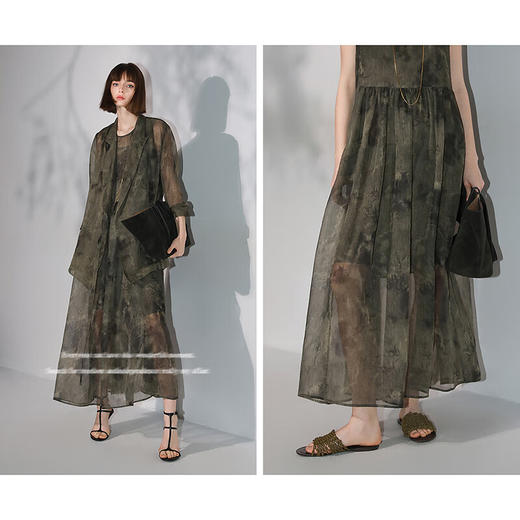 COCOBELLA新中式老钱风炒色晕染背心裙A摆连衣裙附吊带裙FR7059 商品图3