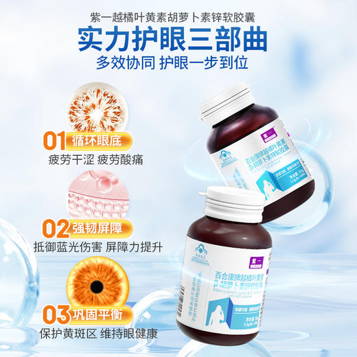 【保护视力 缓解视疲劳】紫一越橘叶黄素β胡萝卜素软胶囊 60粒/瓶 商品图2