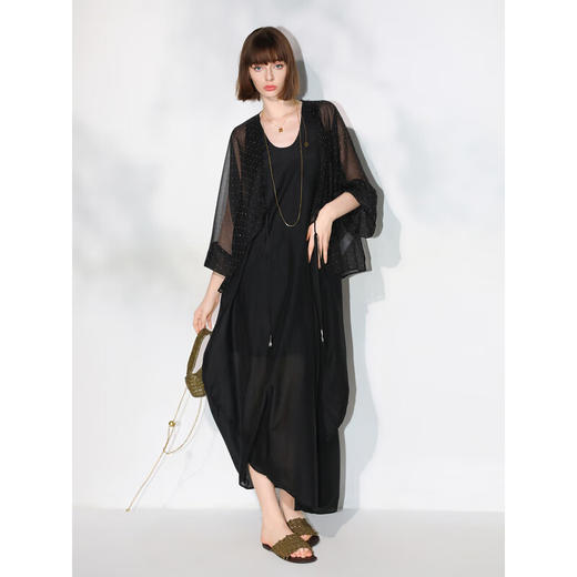 COCOBELLA璀璨星河手工烫钻微透视蝙蝠袖雪纺衫开衫SN7001 商品图3