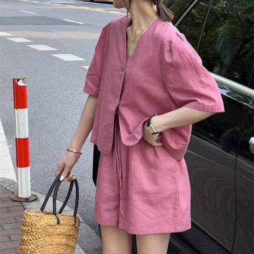 裁缝学苑AS292小香风泡泡袖v领上衣+高腰阔腿短裤套装纸样女装裁剪图 商品图6