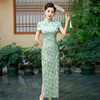 WX-春季新款真丝旗袍中式桑蚕丝连衣裙手工缝制宴席日常可穿 商品缩略图0
