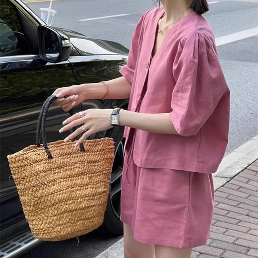 裁缝学苑AS292小香风泡泡袖v领上衣+高腰阔腿短裤套装纸样女装裁剪图 商品图3