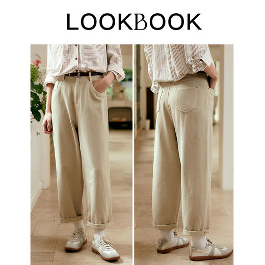 
OLrain欧芮儿浅卡其色休闲裤女长裤早秋2024新款高腰显瘦通勤裤子 商品图4