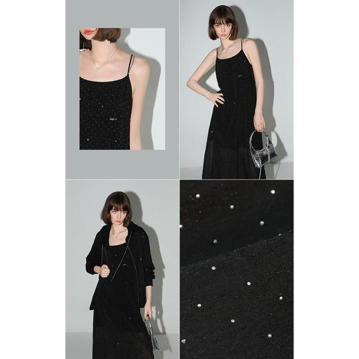 【限时秒杀】COCOBELLA璀璨星河烫钻肌理感吊带裙设计感肩带连衣裙FR0030 商品图2