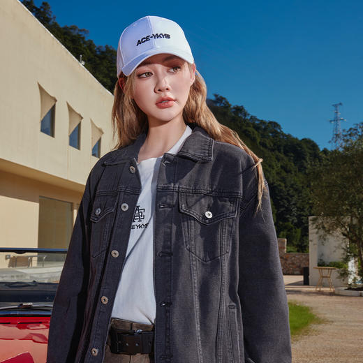 ACEYKYB黄子韬夹克秋季新款复古高街潮流休闲外套纯色宽松百搭牛仔衣 商品图3