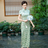 WX-春季新款真丝旗袍中式桑蚕丝连衣裙手工缝制宴席日常可穿 商品缩略图1