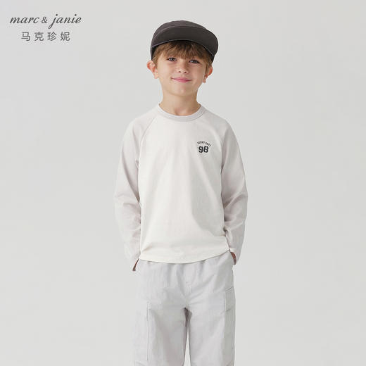 马克珍妮男女童美式宽松撞色字母长袖T恤儿童上衣秋装新款241277 商品图2