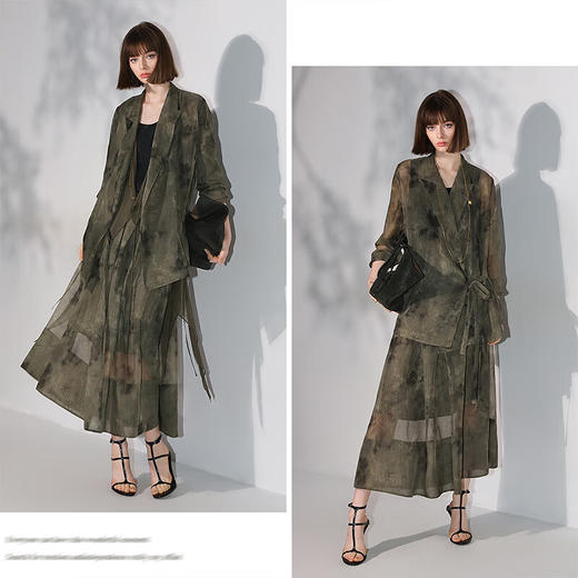 COCOBELLA新中式老钱风古法炒色晕染半身裙女国风捏褶长裙HS7057 商品图3