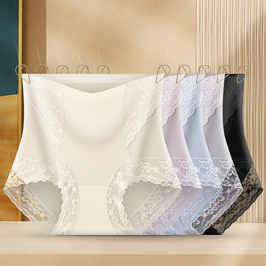 【超舒服！法式性感桑蚕丝内裤】轻盈收腹，爽滑透气，立体包裹，提臀塑身，高腰蕾丝花边舒适透气塑形美体裤三角裤 商品图4