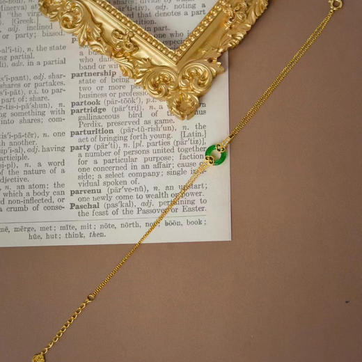 龢盒原创 18k金镶翡翠平安圈手链 商品图3