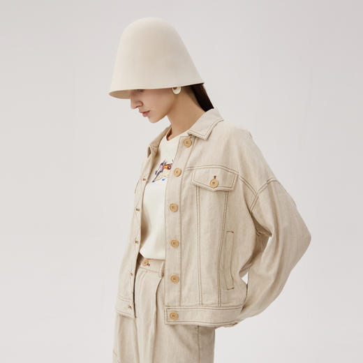 谜底外套女士2024秋季新品复古文艺风棉麻宽松外套长袖243MW1076 商品图1