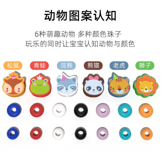 【培养宝宝空间意识&逻辑思维】多功能动物绕珠婴幼儿木制三轨串珠玩具手眼协调训练早教益智积木 商品图3