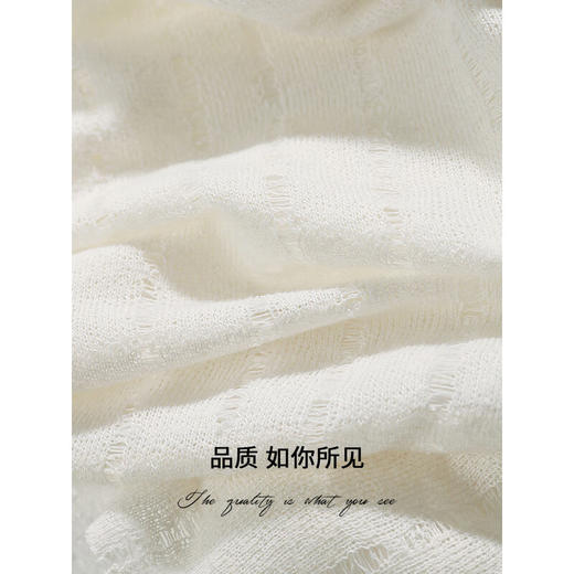 COCOBELLA设计感镂空破洞微透视针织衫女混搭毛边罩衫TS0003 商品图4