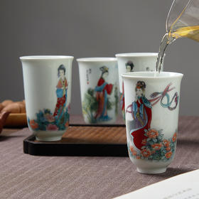 风华绝代·四大美人杯 | 瓷界泰斗张松茂&徐亚凤联合创作，重工粉彩，瓷器人物巨作