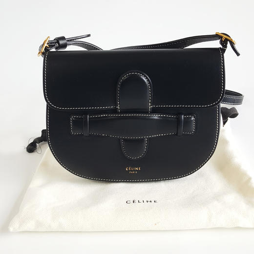 【95新】CELINE思琳 黑色全皮马鞍包单肩斜挎包 女士 010724NJS07 商品图1