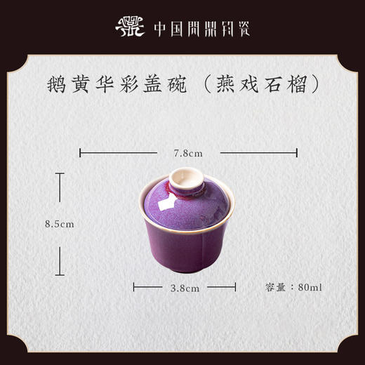 问鼎钧瓷鹅黄青花华彩盖碗（荷塘翠鸟）（燕戏石榴） 商品图5