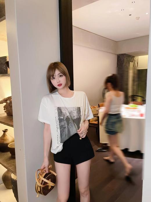 清仓捡漏 LINCHAOZHANG私服定制系列【卓别林】黑白手绘涂鸦印花T恤LT240140 短裤LK230094 商品图2