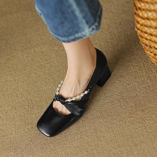 【预售5天】玛丽珍粗跟方头单鞋，法式气质浅口温柔淑女配裙子KYD&KK35-8 商品图3