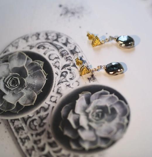 古典油画般的客旭黑珍珠耳环 商品图3