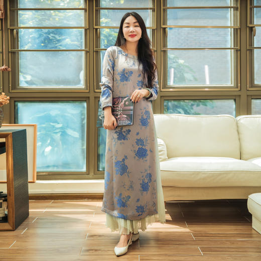 【林栖设计小店】（现货，可双面穿）优雅提花衬衣复古开衩宽松显瘦双面穿2024秋季新品长衫女1943072（需要另外搭配裤子或者半裙） 商品图4