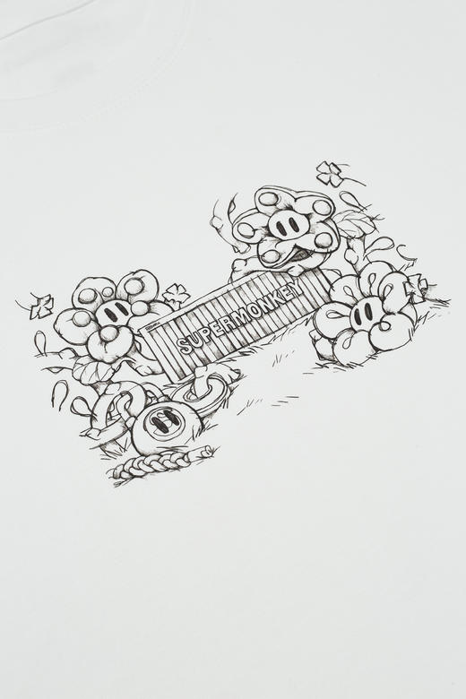 超级猩猩奇妙花园联名款T恤 黑/白 春夏 潮流 商品图9