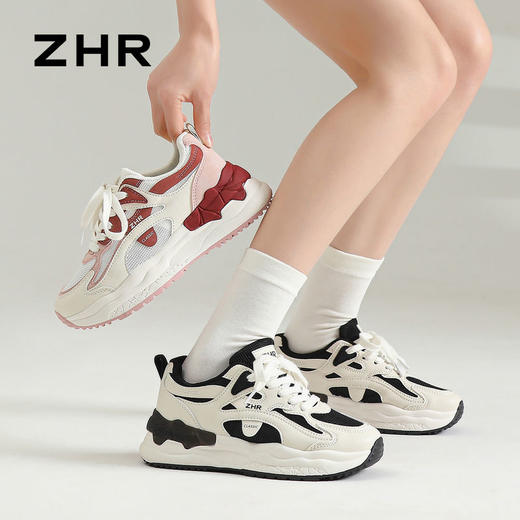 ZHR则则轻便透气网面老爹鞋女2024夏季新款增高软底休闲运动女鞋 商品图0