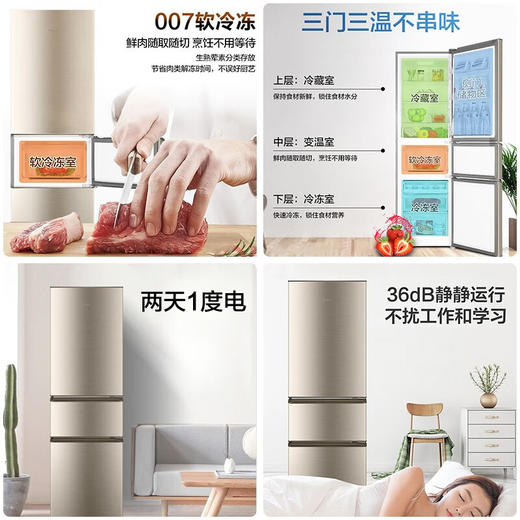 Haier/海尔三门冰箱直冷家用节能电冰箱 206升三开门节能直冷冰箱BCD-206STPP 商品图4