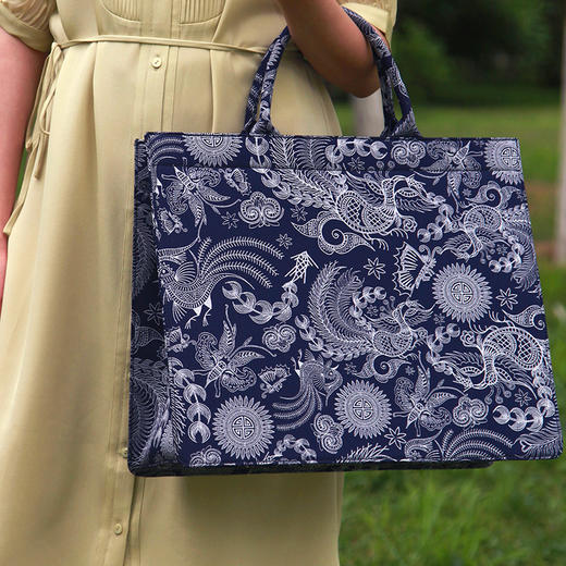 深山集市 苗族吉祥纹样托特包民族风国潮手提包大容量 商品图2