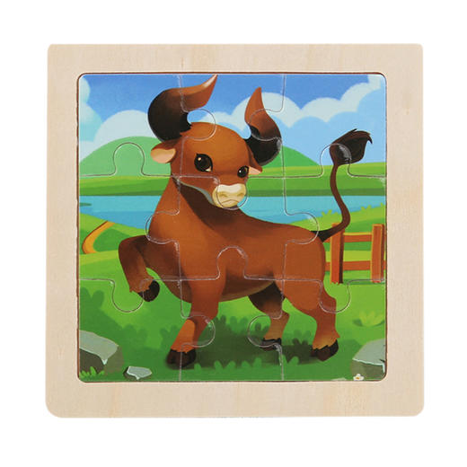 【16.8元/任选5件】儿童拼图卡通动物9片平面拼板婴幼儿早教启蒙认知木质制玩具 商品图14