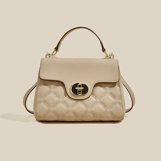 Safiya/索菲娅2024新款二层牛皮时尚小方包手机包手提单肩斜挎包女 SF42215138 商品图1