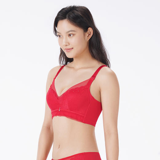 都市丽人调整型内衣舒软挺塑塑身文胸蕾丝A:加厚B:中厚塑身内衣3/4杯四排扣LJT4H3 商品图5