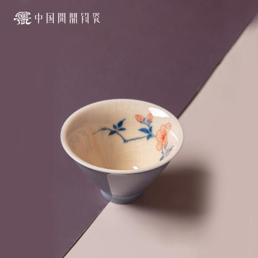 问鼎钧瓷鹅黄青花斗笠杯（凌霄花） 商品图0