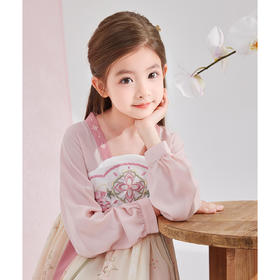 笛莎Deesha 女童2024秋季新款樱花顺纡绉国风连衣裙