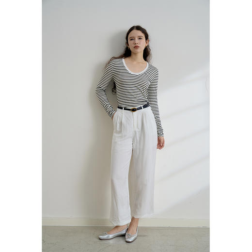 HeyDress天丝羊毛针织衫春秋撞色条纹设计百搭上衣弹力修身内搭 商品图2