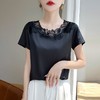 百媚生 圆领短款网纱拼接大码短袖百搭T恤R-F128 商品缩略图3