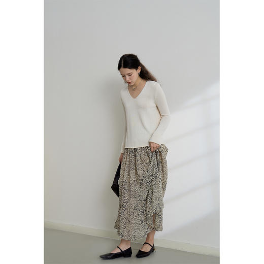 HeyDress豹纹半身裙女春秋高腰打揽显瘦设计感A字半裙小众碎花裙 商品图3