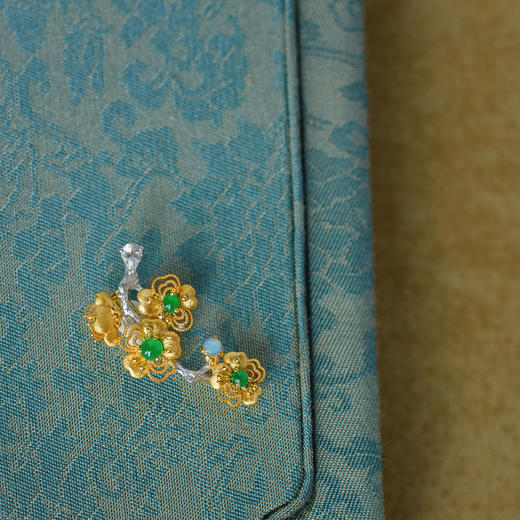 龢盒原创 花间小鸟翡翠胸针套 商品图4