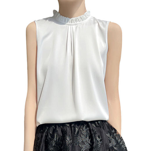 百媚生 立领无袖背心T恤修身上衣百搭打底衫半袖R-D44 商品图4