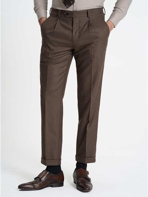 callisto咖啡色棉羊毛西裤 商品图2
