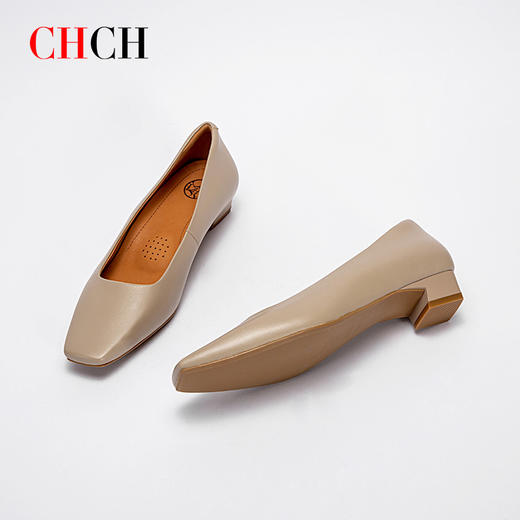 CHCH平衡鞋新款羊皮简约大方百搭粗跟女式通勤单鞋CN2B5101 商品图4